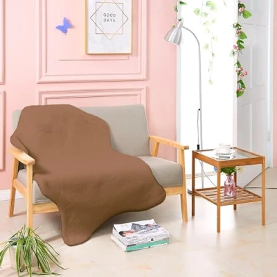 Abbildung von Teppich Wölkchen Fellteppich, Kunstfell Waschbar, Hasenfell Imitat, Kaninchenfell, Kurzfell Flauschiger Teppich, Bettvorleger, Fell, Fell für Sofa Braun 80x120cm