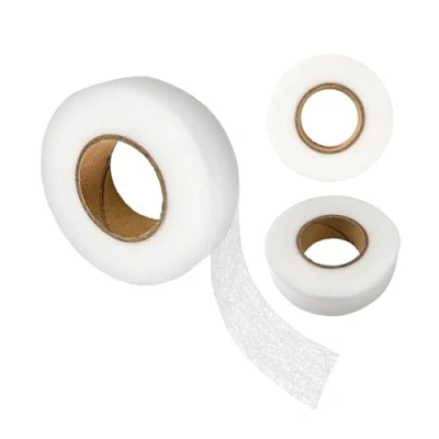 Abbildung von Saumband zum Aufbügeln, 75 Meter, 20 mm Breite, in Weiß, Bügelband aus Polyamid, Saumvlies Reparieren und Flicken von Stoff, Vorhang, Gardine, Hose, Jeans, Kleidung kürzen ohne Nähen, Klebevlies