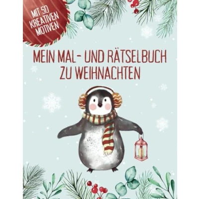 Abbildung von Mein Mal und Rätselbuch zu Weihnachten: Mit 50 winterlichen Ausmalmotiven Weihnachtsrätseln zur Förderung der Feinmotorik des logischen Denkens für Kinder ab 8 Jahren.