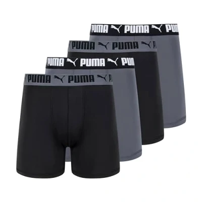 Abbildung von PUMA Herren 4er Pack Active Stretch Boxershorts Retroshorts, schwarz/grau, Medium