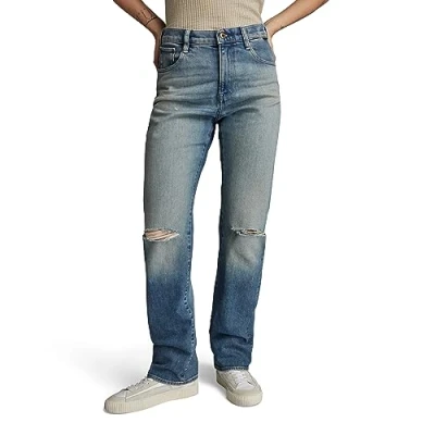 Abbildung von G STAR Damen Viktoria High Straight Jeans, Blau (Antique Faded Blue Agave Ripped D23959 D503 G130), 31W / 30L