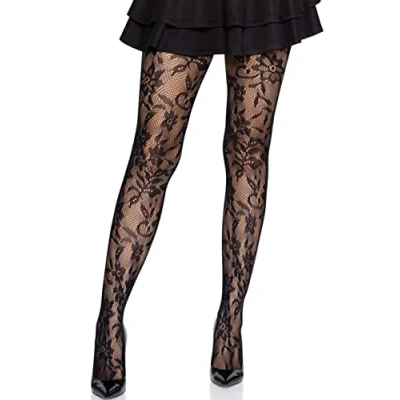 Abbildung von Leg Avenue Seamless floral lace tights, Einheitsgröße(Schwarz)