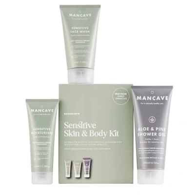 Abbildung von Mancave Sensitive Skin und Body Kit Geschenkset für Männer, Vegan Cruelty, Face Wash, Shower Gel, Herren Gesichtscreme, Moisturiser, Geschenk Männer