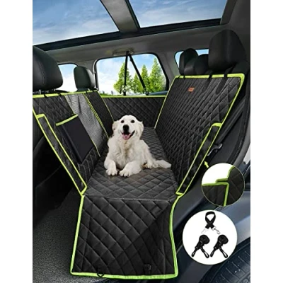 Abbildung von nzonpet 4 in 1 Hunde Autositzbezug, 100% wasserdicht, Kratzfest, Hundehängematte mit großem Netzfenster, langlebig, rutschfest, Haustiere, Rücksitzbezug, Schutz für Autos, LKWs, SUVs, Grün
