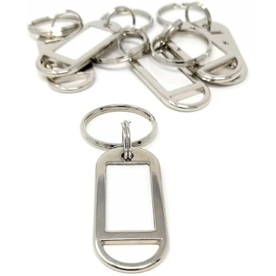 Abbildung von Kahns Trade Schlüsselanhänger aus Metall mit beschriftbarem Etikett personalisierbar extrem stabil Anhänger Ring für Schlüssel, Gepäck und Haustiere