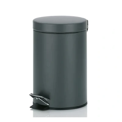 Abbildung von Kela Mülleimer, Metall Tretmülleimer Badezimmer, Badmülleimer mit Inneneimer und Tragehenkel, Monaco, dunkelgrau matt, 3 L, 17 x 26 cm