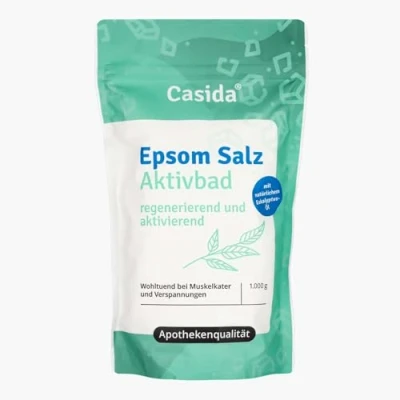 Abbildung von Casida® Epsom Salz Aktivbad mit natürlichem Rosmarinöl Eukalyptusöl Magnesiumsulfat Bad Muskel &amp; Gelenkwohl 1000 g Original