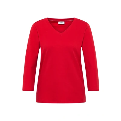 Abbildung von Cecil Vneck Langarmshirt, Damen, Größe: Medium, Rot