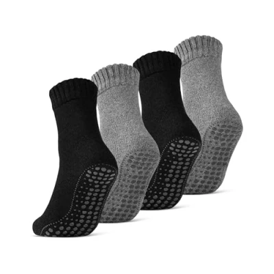 Abbildung von 2 4 6 Paar ABS Socken Herren Damen Anti Rutsch mit Wolle 21463 WP (Schwarz/Anthrazit 43 46)