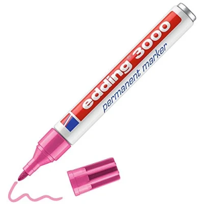 Abbildung von edding 3000 Permanentmarker pink 10 Stifte Rund Spitze 1,5 3 mm schnell trocknender Permanent Marker wasserfest, wischfest für Karton, Kunststoff, Holz, Metall Universalmarker
