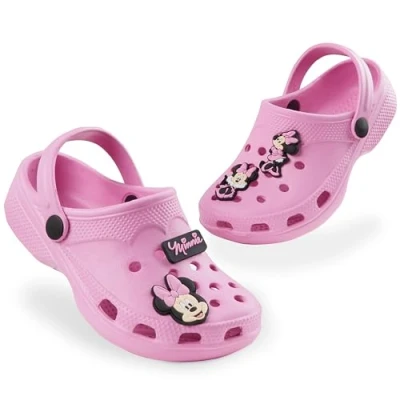 Abbildung von Disney Clogs mit abnehmbaren Anhängern, Kinder Sandalen Strandschuhe Mädchen Stitch Sachen für (Rosa Minnie, 31 EU)