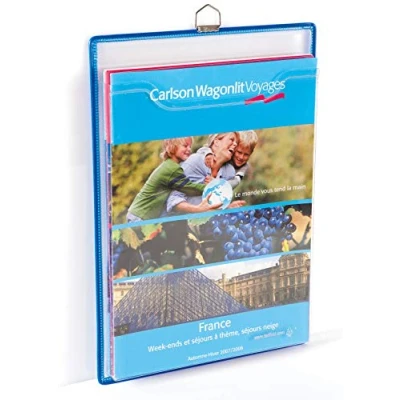 Abbildung von Tarifold 354001 Broschüren Halter Hängetasche mit 1 Metallring DIN A4 blau Packung 5 Stück