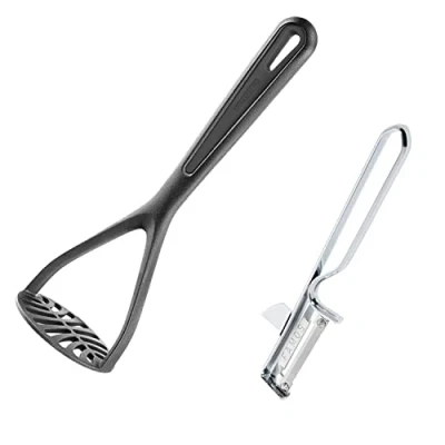 Abbildung von Westmark Kartoffelstampfer Gentle + Sparschäler Famos, Kunststoff/Rostfreier Edelstahl/Stahl, Schwarz/Silber, 286322E7