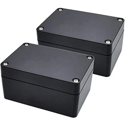 Abbildung von 2 Stück Abzweigdose Wasserdicht, Therlan Projekt Box Elektronik Gehäuse, Kunststoff Aufputz Anschlussdose IP65, ABS Klein Verteilerdose Elektronische Aufputzdose (100 x 68 50 mm, Schwarz)