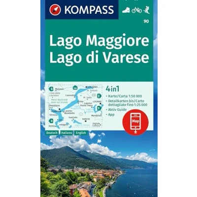 Abbildung von KOMPASS Wanderkarte 90 Lago Maggiore, di Varese 1:50.000: 4in1 Wanderkarte, mit Aktiv Guide und 1:25000 Karten, inklusive Kartenbereich zur ... in der App. Fahrradfahren. Skitouren.