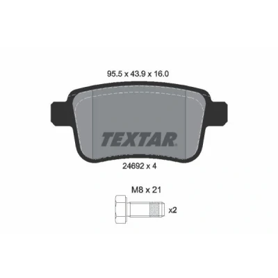Abbildung von TEXTAR 2469204 Bremsbelagsatz nicht für Verschleißwarnanzeiger vorbereitet mit Bremssattelschrauben MERCEDES BENZ: Citan Panel Van