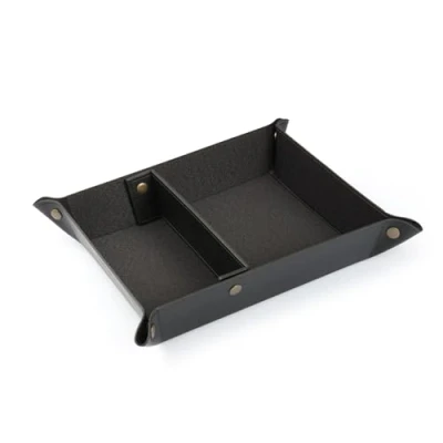 Abbildung von Londo Leder Taschenleerer Vide Poche Ledertablett Organizer, Praktische Aufbewahrungsbox für Geldbörsen, Uhren, Schlüssel, Münzen, Handys und Büroausstattung (Schwarzes Futter)
