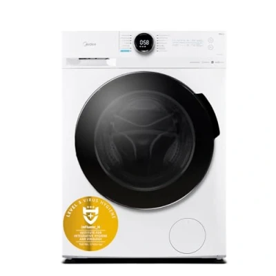 Abbildung von Midea MF20EW90WB Waschmaschine / 9KG 1400 U/min/A/Leiser &amp; effizienter Inverter Motor/HealthGuard System/Steam Care/Nachlegefunktion/APP Steuerung/AquaStop, Weiß