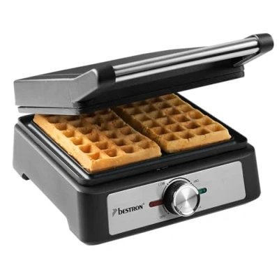 Abbildung von Bestron Waffeleisen für belgische Waffeln, Brüsseler zwei dicke mit Antihaftbeschichtung &amp; Cool Touch Handgriff, Black Label Kollektion, Farbe: Mattschwarz