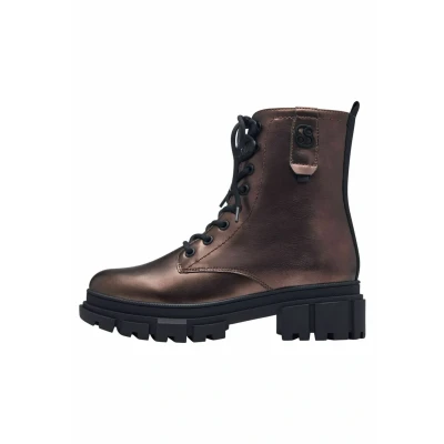 Abbildung von s.Oliver Damen Stiefeletten ohne Absatz zum Schnüren Vegan, Metallisch (Bronce Metall.), 42 EU