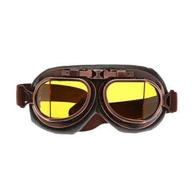 Abbildung von MUXSAM 1Stück Schutzbrillen Sonnenbrille Vintage Motorradbrille Fliegerbrille für Fahrrad Skibrillen Motorräder Brille ATV Bike,Gelb