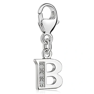 Abbildung von Materia Buchstabe B Anhänger Silber 925 mit 3 Zirkonia Alphabet Charms C52