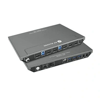 Abbildung von AV Access KVM Switch 2 PC Monitore, 4K@60Hz, 2K@144Hz, 1080P@240Hz, 4 USB 3.0 Ports HDMI Dual Monitor, Ultrabreiter Bildschirm Keyboard Mouse Hotkey Switch, 2.0 mit Kabeln