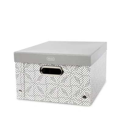 Abbildung von Idena 11196 Aufbewahrungsbox mit Deckel und Metallgriffen, Aufbewahrungskorb aus festem Karton, ca. 37,5 x 28 18 cm