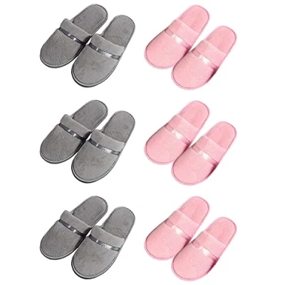 Abbildung von Tianmao 6 Paar Damen Slipper Hotelslipper Frottierslipper Herren Hausschuhe mit Geschlossenen Zehen Universalgröße 28.5 * 11cm Korallenvlies Gästepantoffeln für Spa, Party Gäste, Hotel und Reisen