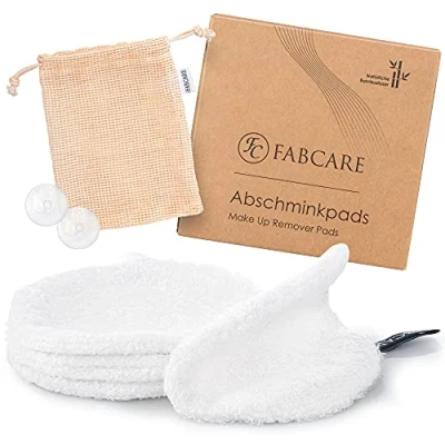 Abbildung von FABCARE Abschminkpads waschbar Extra dick DERMATEST: SEHR GUT Wiederverwendbare Abschminktücher aus Bambusfaser Make Up Entferner Pads [4 Stück]