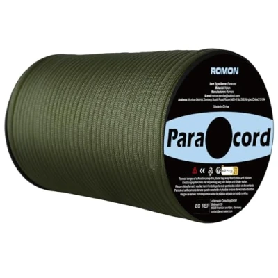 Abbildung von Romon Paracord 4mm, 100M Schnüre Seil 9 Kern Strängen Bänder, Schnur Reissfest Sonnensegel, Nylon Survival Reepschnur für Outdoor Camping, Armeegrün