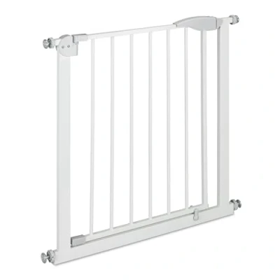 Abbildung von Relaxdays Türschutzgitter, ohne Bohren, Kinder &amp; Hunde, Klemmgitter 76 82 cm, Absperrgitter erweiterbar, Stahl, weiß