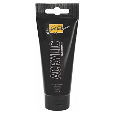 Abbildung von KREUL 84126 Solo Goya Acrylic, 100 ml Tube in schwarz, cremige vielseitig einsetzbare Acrylfarbe Studienqualität, auf Wasserbasis, schnell und matt trocknend, gut deckend, wasserfest
