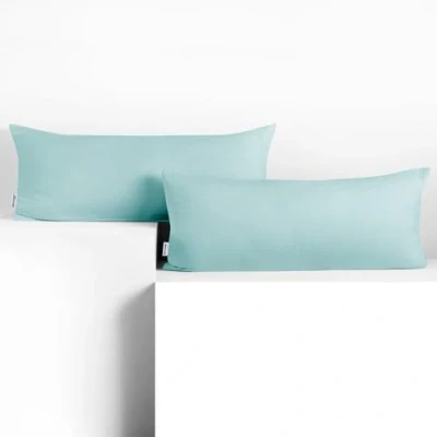 Abbildung von DecoKing 2 Kissenbezüge 40x120 cm Jersey Baumwolle Reißverschluss hellblau Amber