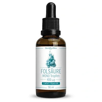 Abbildung von Folsäure MONO Tropfen 400 µg (5 MTHF, L Methylfolat, Quatrefolic) 50 ml hoch dosiert vegan Made in Germany