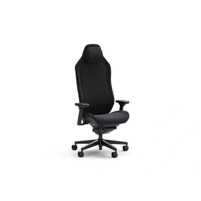 Abbildung von Fractal Design Refine Alcantara Dark Gaming Chair Ergonomic Office Desk Functionality with 4D Adjustable Armrests, High Back Support, Lumbar Cushion, and Premium Fabric