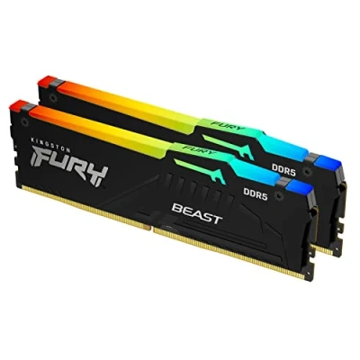 Abbildung von Kingston FURY Beast Schwarz RGB 32GB (2x16GB) 5600MT/s DDR5 CL36 DIMM Desktop Gaming Speicher Kit mit 2 KF556C36BBEAK2 32