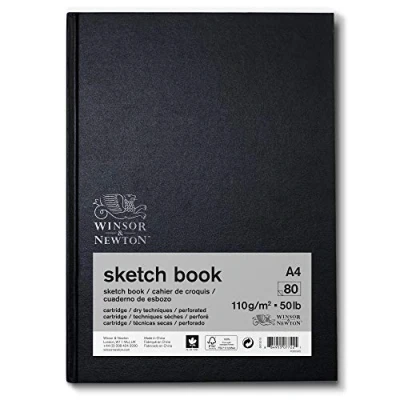 Abbildung von Winsor &amp; Newton 6673015 Skizzenbuch mit 80 Blatt Skizzenpapier, 110 g/m², Hardcover gebunden Rückenleimung, mikroperforieten Blättern DIN A4