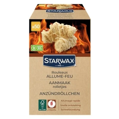 Abbildung von STARWAX Feueranzünderrollen für Grill, Kamin und Ofen natürliche Zusammensetzung schnelles Anzünden sauber geruchlos 500g, Wood