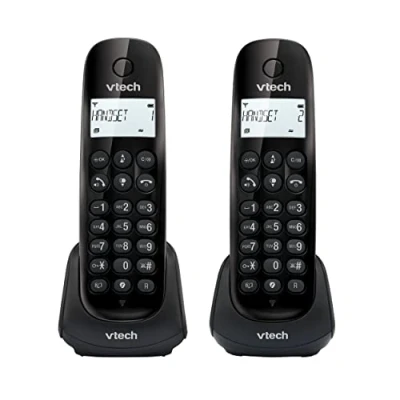 Abbildung von VTech CS1401 DECT Schnurloses Telefon 2 Mobilteile mit Anrufersperre, Freisprecheinrichtung, Anrufererkennung/Anklopffunktion, Hintergrundbeleuchtung Display, ECO Modus Geringe Strahlung, Schwarz