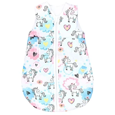 Abbildung von TupTam Ganzjahresschlafsack 2.5 TOG wattiert ärmellos Baby Schlafsack OEKO TEX, Farbe: Einhorn Rosa/Blau, Größe: 104 110