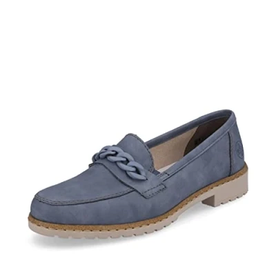 Abbildung von Rieker Slipper, Damen, Größe: 38, Blau Hochwertiges lederimitat