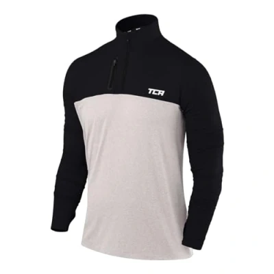Abbildung von TCA Funktionsshirt Herren Langarm Fusion Pro Quickdry Langarmshirt atmungsaktiv Wandershirt Laufshirt mit Reißverschluss Outdoor Longsleeve Sport Pullover Grau/Schwarz, L