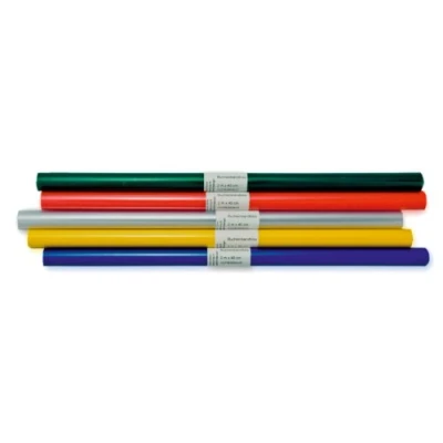 Abbildung von Buchschutzfolie, 2 m x 40 cm, nicht klebend, transparent, 5 Farben, 10 Rollen