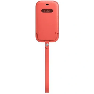 Abbildung von Apple iPhone 12 Pro Hülle MagSafe Echtleder Original Einsteckhülle/Hülle mit Band Handyhülle Rosa