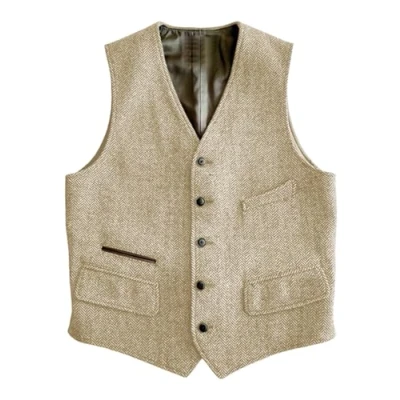 Abbildung von Solovedress Wolle Anzugweste Formale Regular Fit Weste Anzug für Hochzeit Groomsmen(Champagne,S)