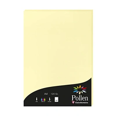 Abbildung von Clairefontaine 4207C Packung mit 50 Karten Pollen 120g, DIN A4, 21 x 29,7cm, Kanariengelb