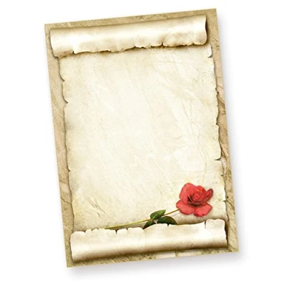 Abbildung von Tatmotive Schönes Briefpapier ROTE ROSE (50 Blatt) für romantische Liebesbriefe