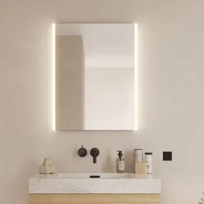 Abbildung von Loevschall Lago Quadratischer Spiegel mit Beleuchtung Led 60x75 cm Badspiegel Verstellbarer Badezimmerspiegel