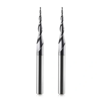 Abbildung von HOZLY Kugelkopffräser Konische CNC Fräser Kugelfräser 2 Stück, R0.5 Spiralnutfräser Bit 6mm Schaft Flöten Schaftfräser HRC55, 0,5mm Radius Schnitzbits mit AlTiN Beschichtung für 2D /3D Gravu